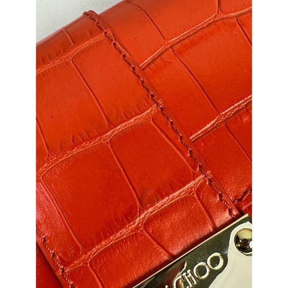 Jimmy Choo River Red Crocodile Embossed Leather Bag - Picture 14 of 14